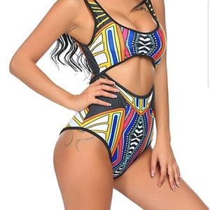 Monokini Tribal Print High Waist Swimsuit